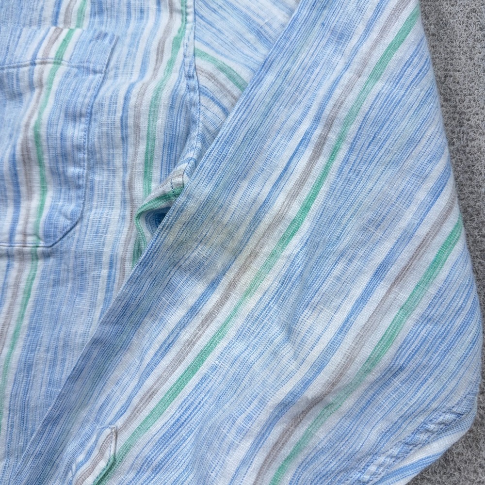 Tommy Bahama Shirt Men Large Blue Barbados Breeze Linen Blend Button Up Pocket * - Picture 4 of 13